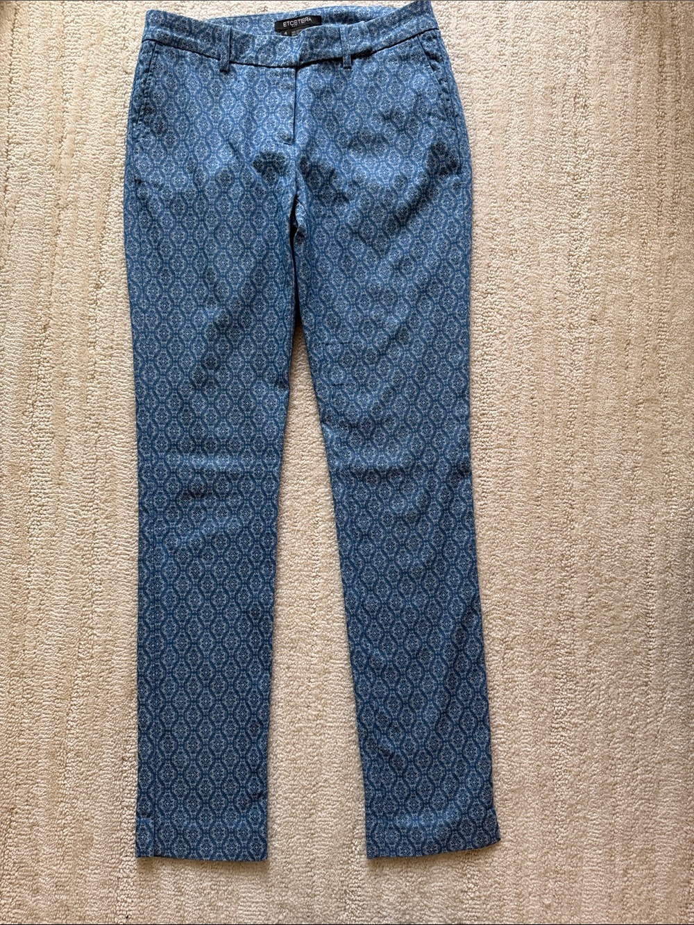 Etcetera Blue Printed Straight-Leg Pants
